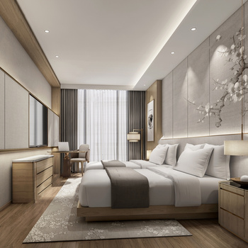 新中式酒店客房3d模型