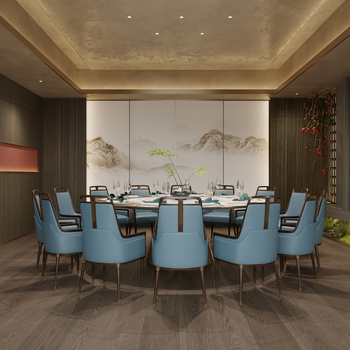 新中式餐厅包厢3d模型