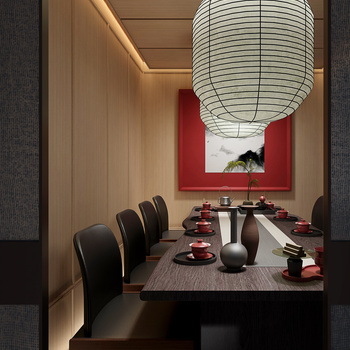 吴滨 新中式餐厅包厢3d模型
