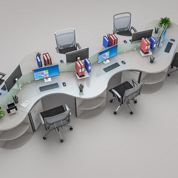 现代异形办公桌3d模型