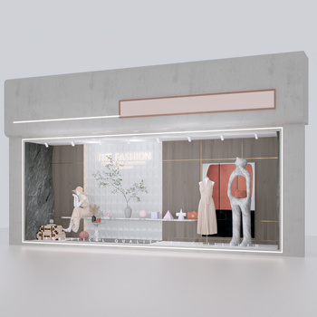 现代服装店橱窗3d模型