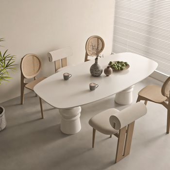 现代奶油风餐桌椅组合3d模型