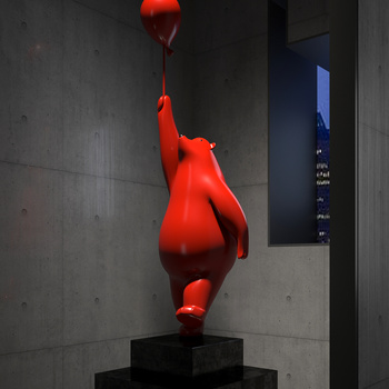 现代网红气球熊雕塑摆件