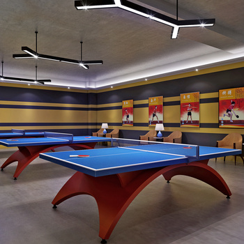 现代乒乓球室3d模型
