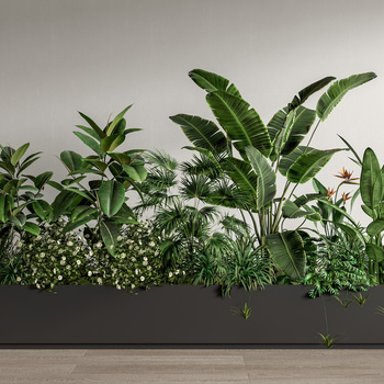 绿植花箱室内植物造景植物组合植物堆花池花坛su模型下载