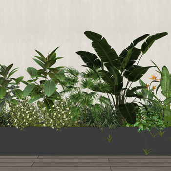 绿植花箱室内植物造景植物组合植物堆花池花坛su模型下载