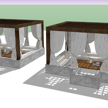 现代茶亭su模型下载