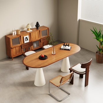 侘寂风中古餐桌椅组合3d模型