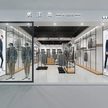 现代男装服装店3d模型