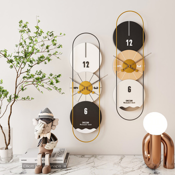 现代简约奶油风墙饰挂件钟表陈设品