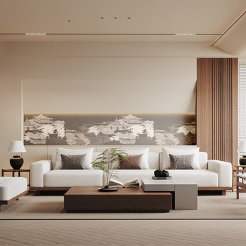 新中式客厅 3d模型