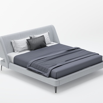 现代双人床3d模型
