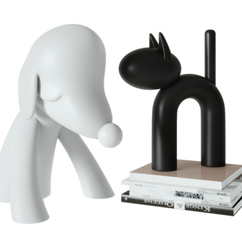 现代简易猫狗雕塑摆件3d模型