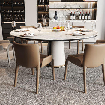 现代圆形餐桌椅组合3d模型