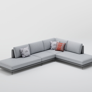 现代布艺转角沙发3d模型