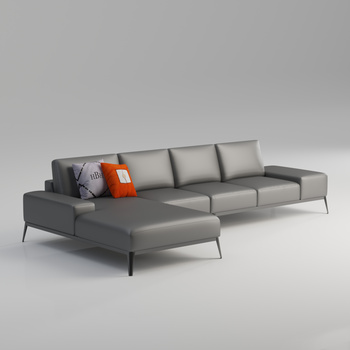 现代皮质多人沙发3d模型