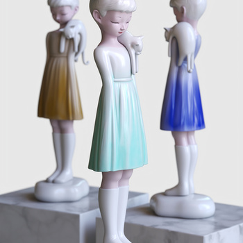 小女孩卡通雕塑3d模型