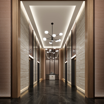 新中式电梯厅3d模型