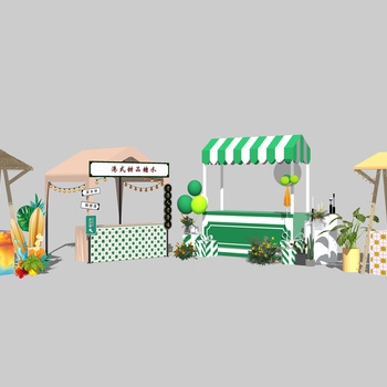 现代商业活动摊位美陈 模型su模型下载[id:103698506]_建e室内设计网
