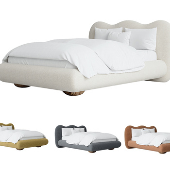 现代奶油风双人床3d模型