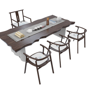 中式红木茶桌椅组合3d模型