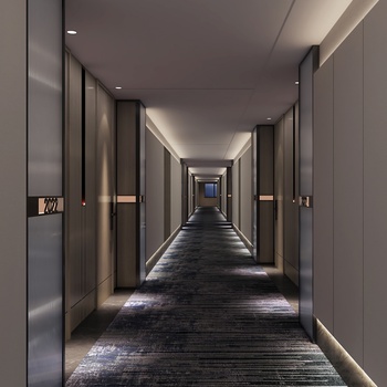 现代轻奢酒店走廊3d模型