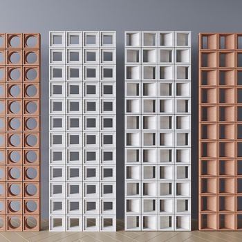 现代水泥砖玄关隔断预制镂空水泥砖空心砖屏风造型墙空心墙3d模型下载