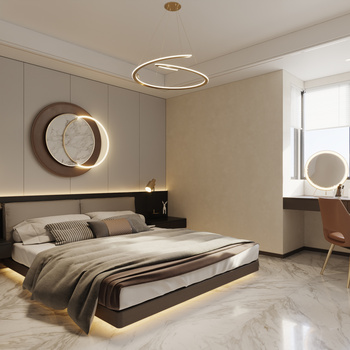现代轻奢家居卧室3d模型