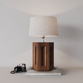 现代实木木雕台灯