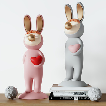 兔子人偶雕塑摆件