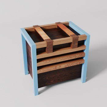 现代实木拼色床头柜
