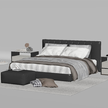 现代卧室双人床 