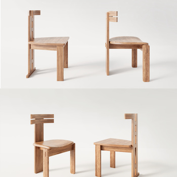 现代实木单椅