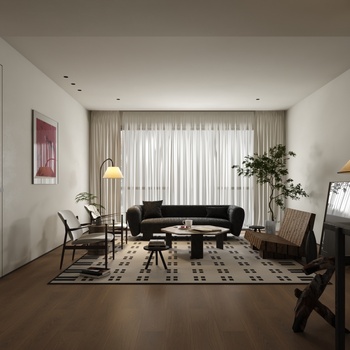 麦驰设计 复古客厅3d模型