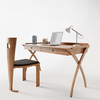 现代书桌椅组合3d模型