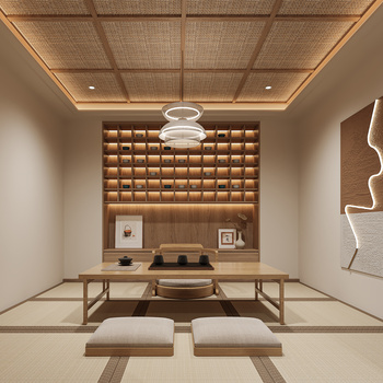 日式榻榻米茶室3d模型