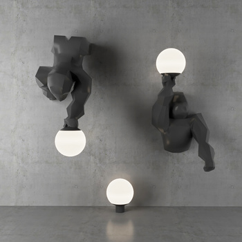 现代墙饰雕塑壁灯3d模型