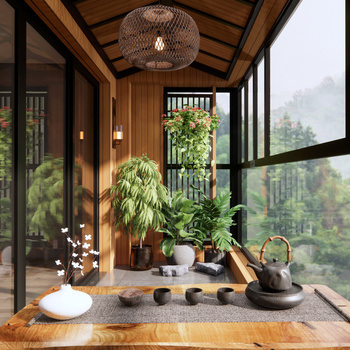 新中式茶室阳台
