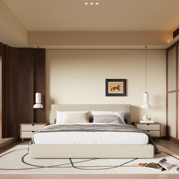 现代中古风卧室3d模型