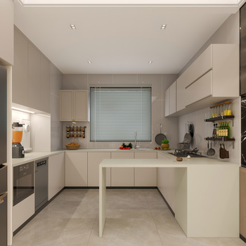 现代开放厨房3d模型