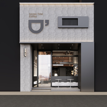 现代咖啡厅门头3d模型