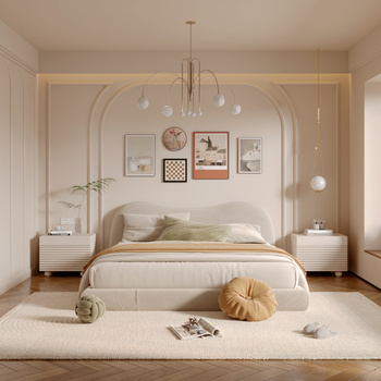 法式奶油风卧室3d模型