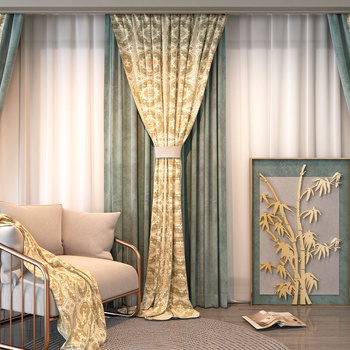 欧式古典窗帘 3d模型