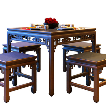 中式四方餐桌椅
