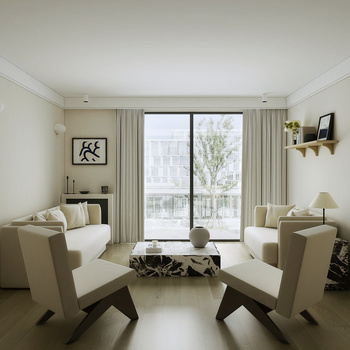 Johanna Amatoury 现代极简纯白客厅3d模型