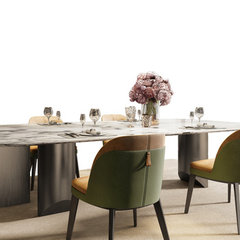 Minotti 米洛提现代餐桌椅组合3d模型