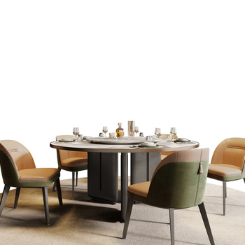 Minotti 米洛提现代餐桌椅组合3d模型