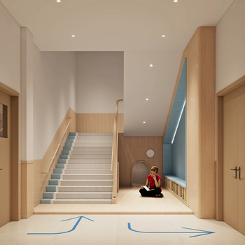 现代幼儿园楼梯间3d模型