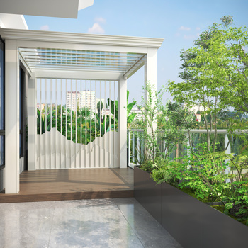 现代阳台花园3d模型