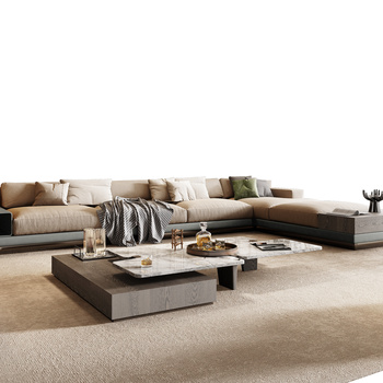 Minotti 米洛提现代沙发茶几组合3d模型